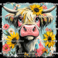 Floral Highland Cow-DTF Transfer