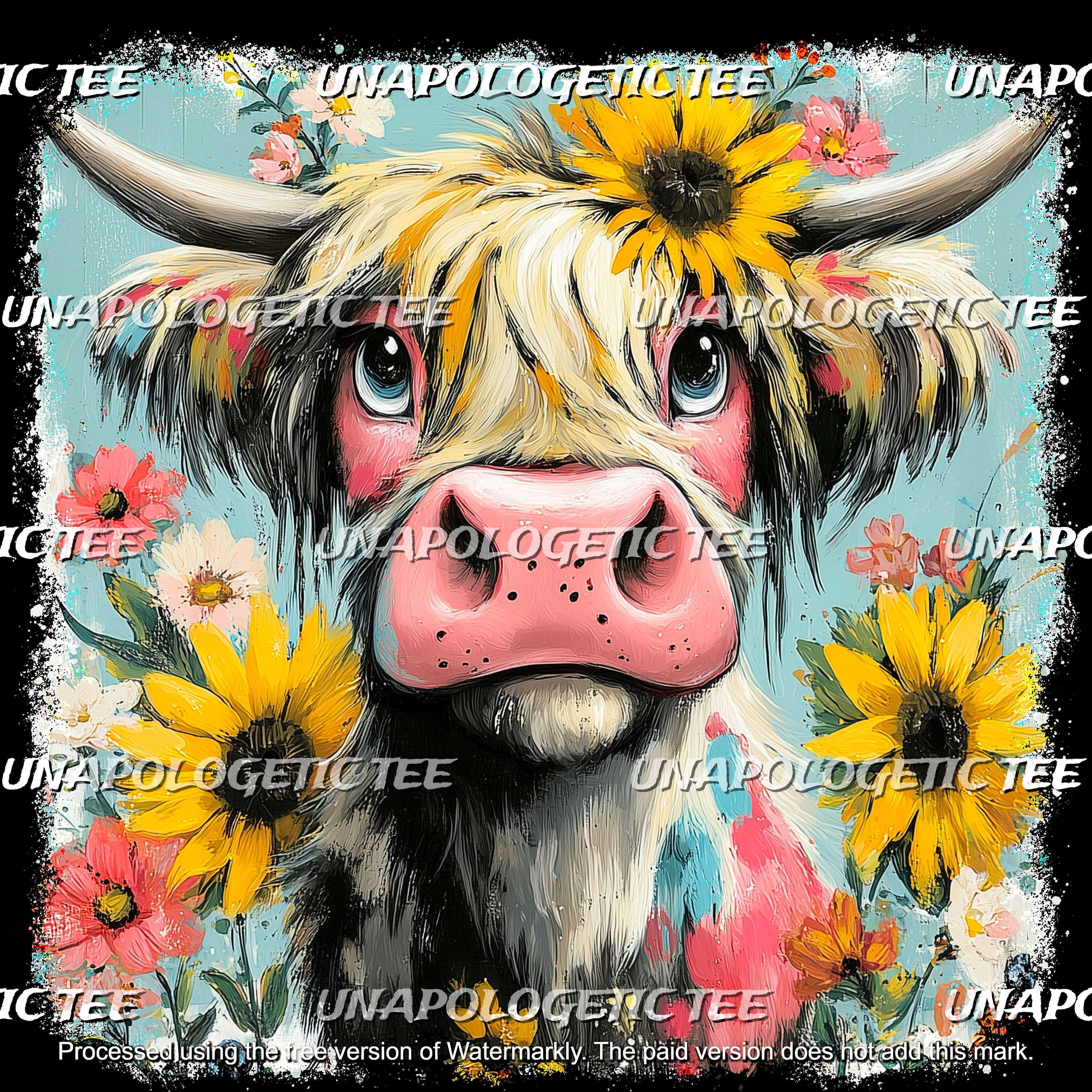 Floral Highland Cow-DTF Transfer