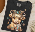 Western Coffee Highland Cow -T-Shirt